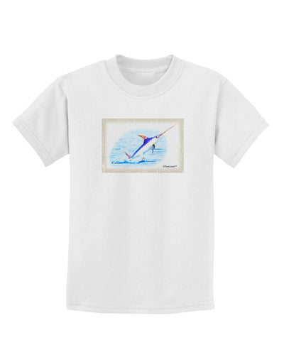 Swordfish Watercolor Childrens T-Shirt-Childrens T-Shirt-TooLoud-White-X-Small-Davson Sales
