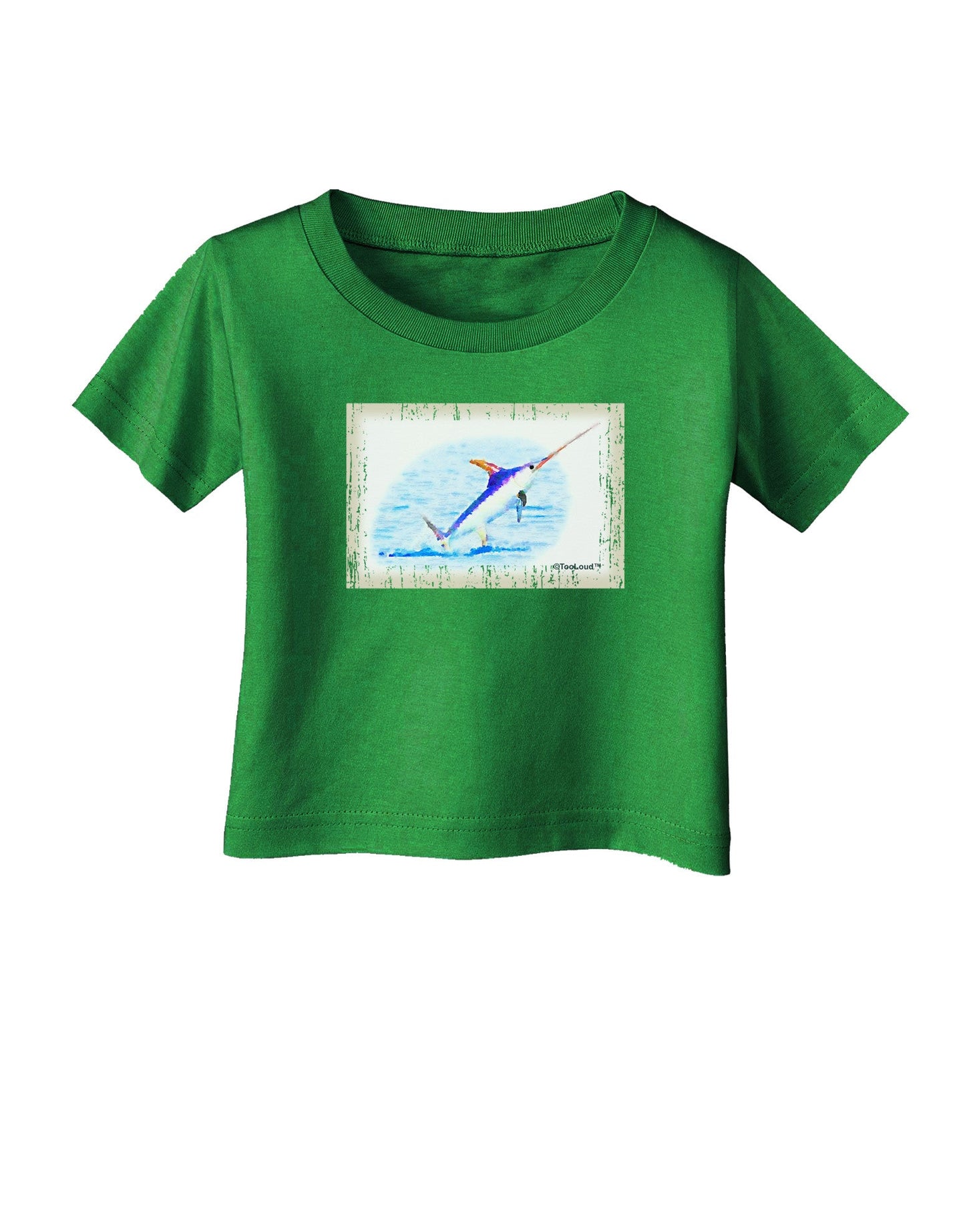 Swordfish Watercolor Infant T-Shirt Dark-Infant T-Shirt-TooLoud-Clover-Green-06-Months-Davson Sales