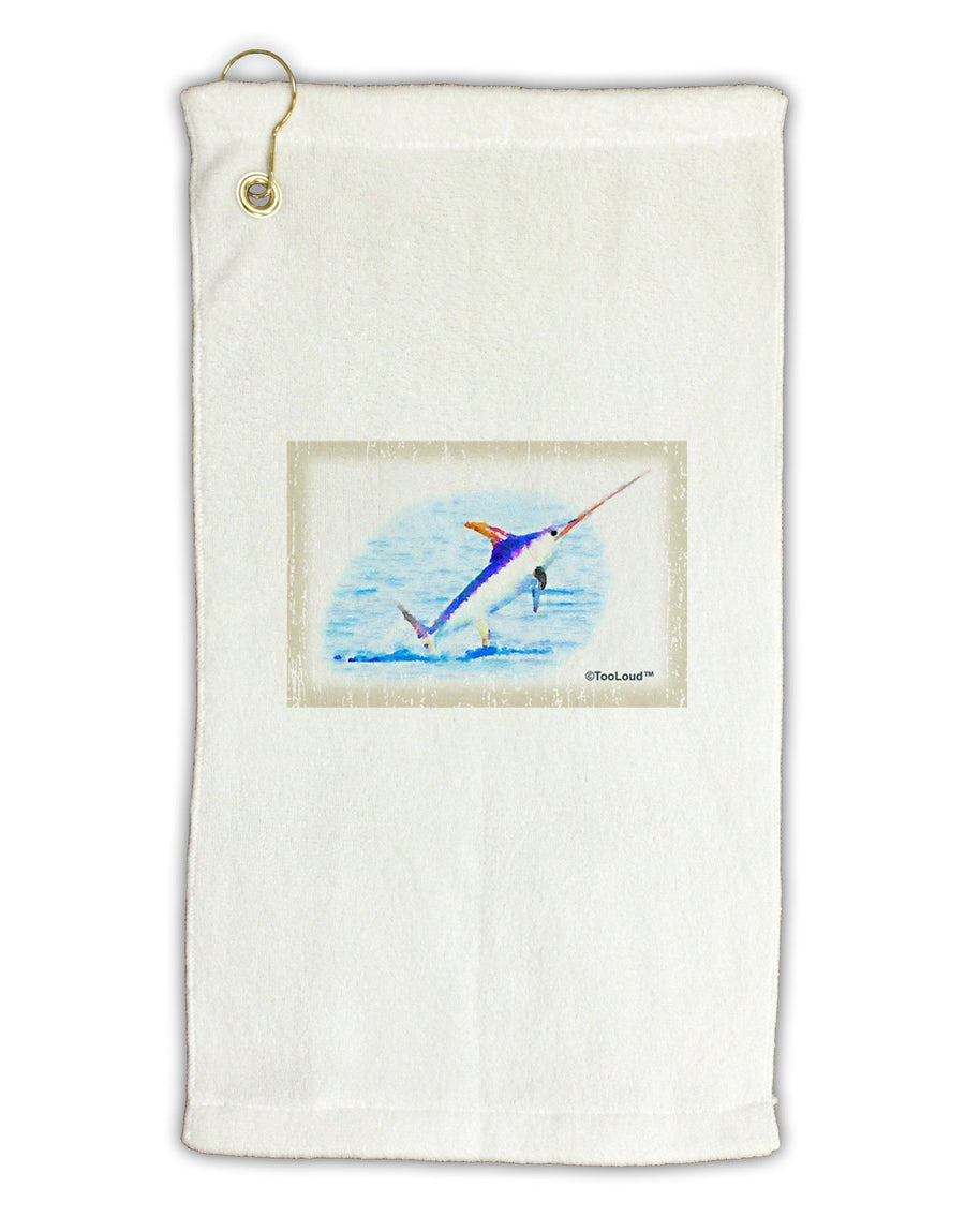 Swordfish Watercolor Micro Terry Gromet Golf Towel 16 x 25 inch-Golf Towel-TooLoud-White-Davson Sales