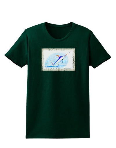 Swordfish Watercolor Womens Dark T-Shirt-TooLoud-Forest-Green-Small-Davson Sales