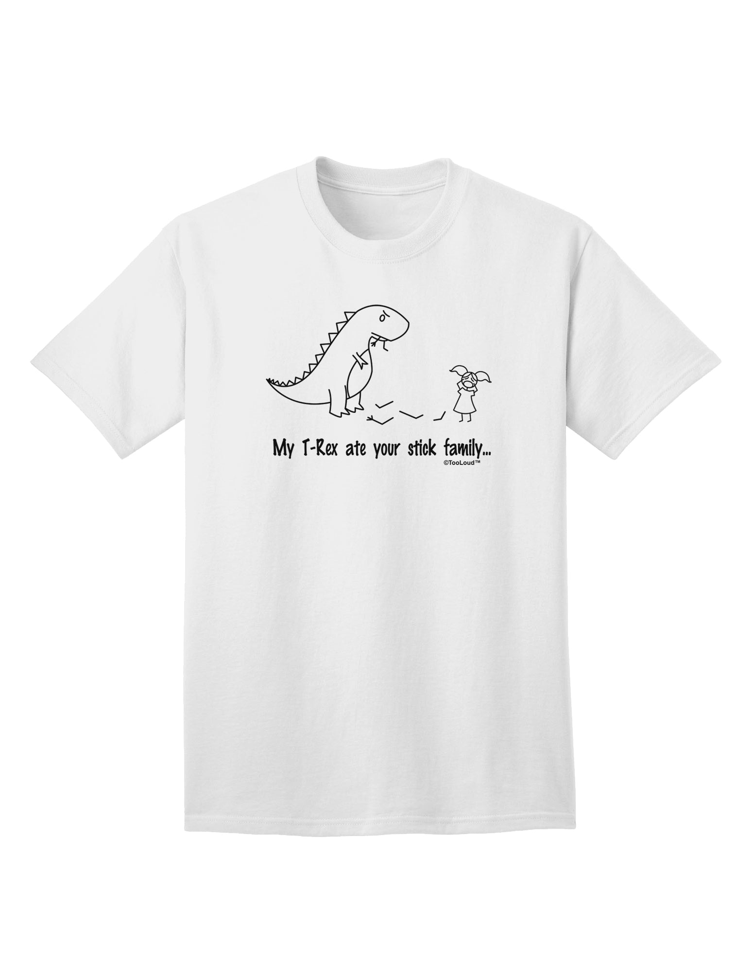 T-Rex Devours Stick Family - Exclusive Adult T-Shirt from TooLoud-Mens T-shirts-TooLoud-White-Small-Davson Sales