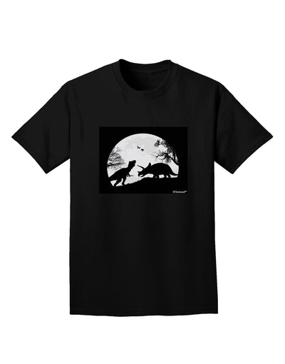 T-Rex and Triceratops Silhouettes Design Adult Dark T-Shirt by TooLoud-Mens T-Shirt-TooLoud-Black-Small-Davson Sales