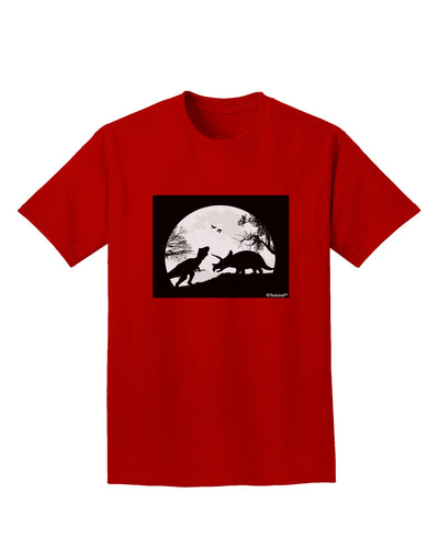 T-Rex and Triceratops Silhouettes Design Adult Dark T-Shirt by TooLoud-Mens T-Shirt-TooLoud-Red-Small-Davson Sales