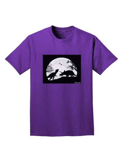 T-Rex and Triceratops Silhouettes Design Adult Dark T-Shirt by TooLoud-Mens T-Shirt-TooLoud-Purple-Small-Davson Sales