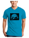 T-Rex and Triceratops Silhouettes Design Adult V-Neck T-shirt by TooLoud-Mens V-Neck T-Shirt-TooLoud-Turquoise-Small-Davson Sales