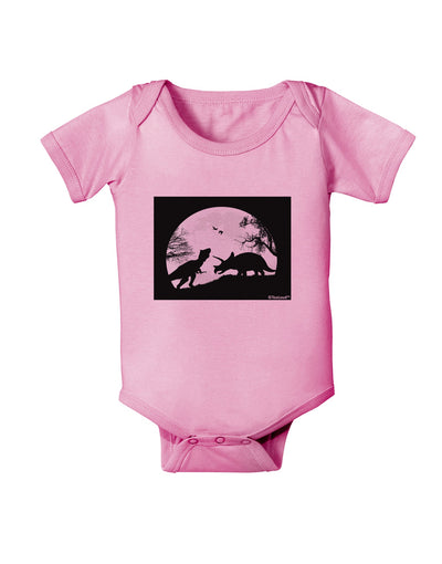 T-Rex and Triceratops Silhouettes Design Baby Romper Bodysuit by TooLoud-Baby Romper-TooLoud-Light-Pink-06-Months-Davson Sales