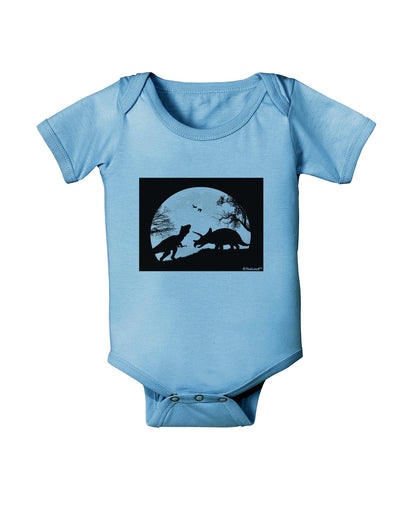 T-Rex and Triceratops Silhouettes Design Baby Romper Bodysuit by TooLoud-Baby Romper-TooLoud-Light-Blue-06-Months-Davson Sales