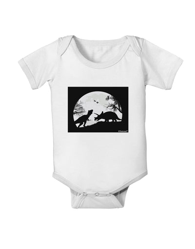 T-Rex and Triceratops Silhouettes Design Baby Romper Bodysuit by TooLoud-Baby Romper-TooLoud-White-06-Months-Davson Sales