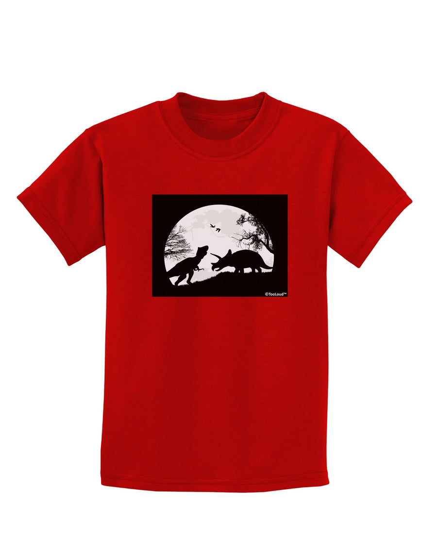 T-Rex and Triceratops Silhouettes Design Childrens Dark T-Shirt by TooLoud-Childrens T-Shirt-TooLoud-Black-X-Small-Davson Sales