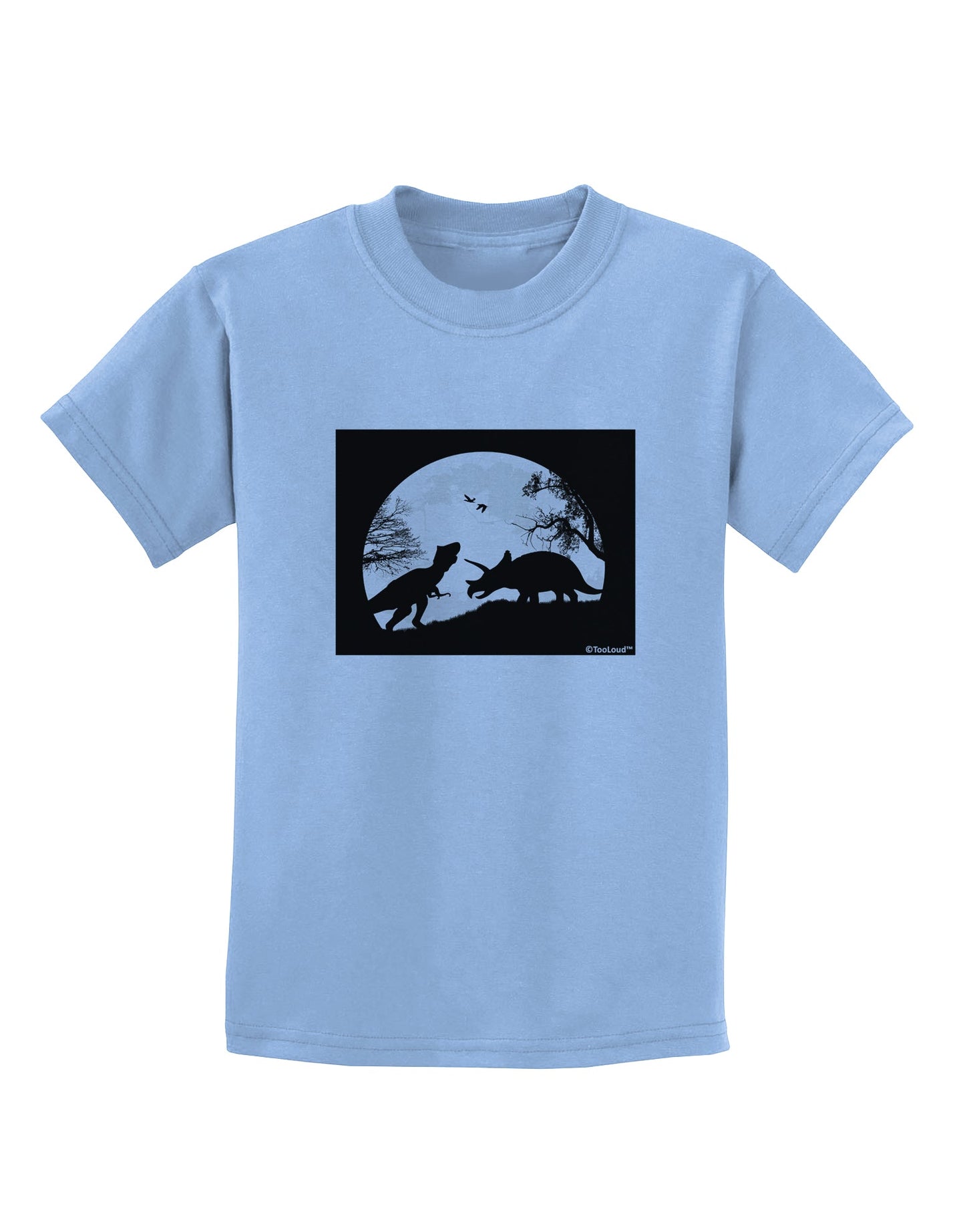 T-Rex and Triceratops Silhouettes Design Childrens T-Shirt by TooLoud-Childrens T-Shirt-TooLoud-Light-Blue-X-Small-Davson Sales