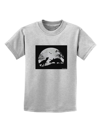 T-Rex and Triceratops Silhouettes Design Childrens T-Shirt by TooLoud-Childrens T-Shirt-TooLoud-AshGray-X-Small-Davson Sales