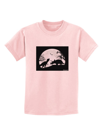 T-Rex and Triceratops Silhouettes Design Childrens T-Shirt by TooLoud-Childrens T-Shirt-TooLoud-PalePink-X-Small-Davson Sales