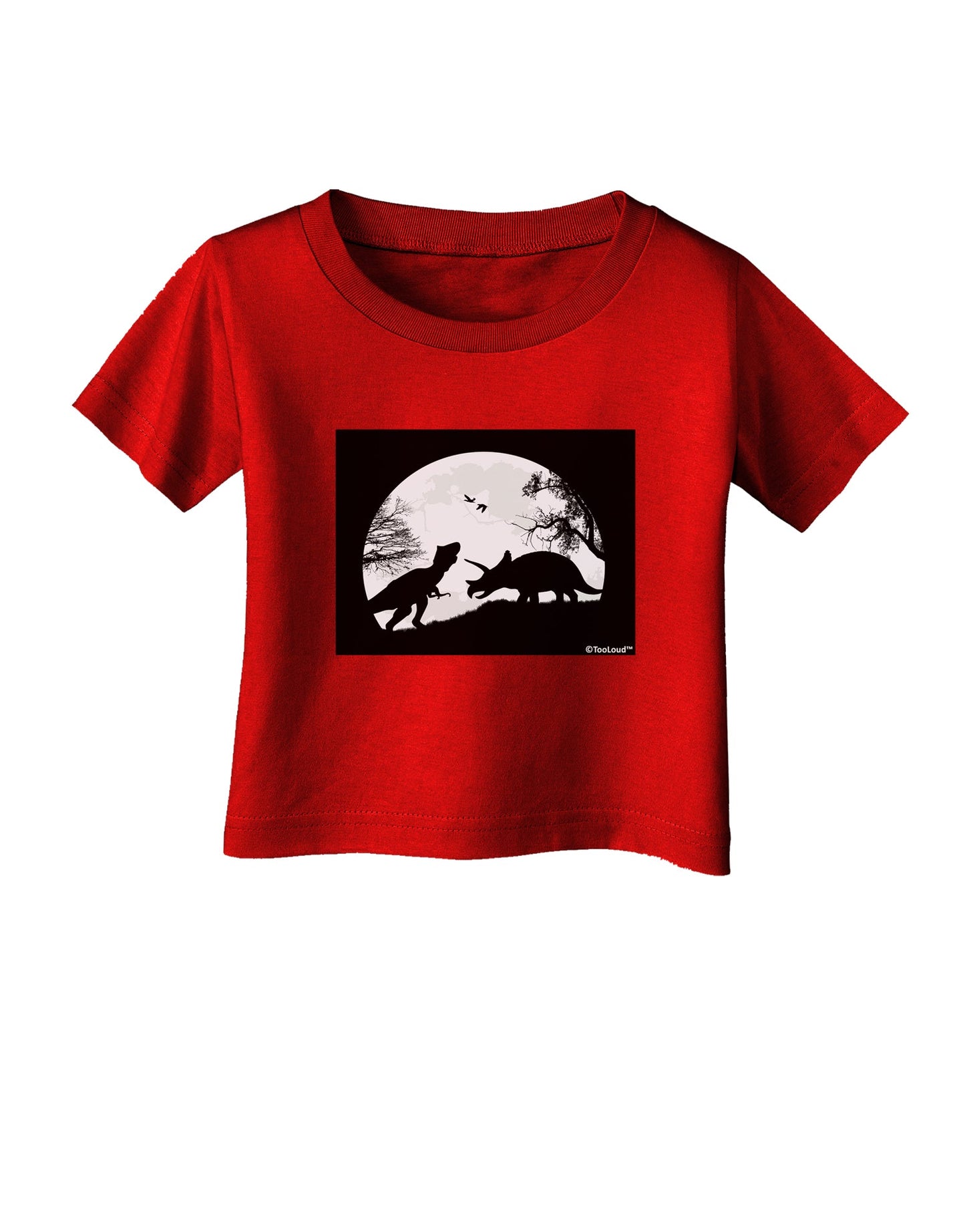 T-Rex and Triceratops Silhouettes Design Infant T-Shirt Dark by TooLoud-Infant T-Shirt-TooLoud-Red-06-Months-Davson Sales