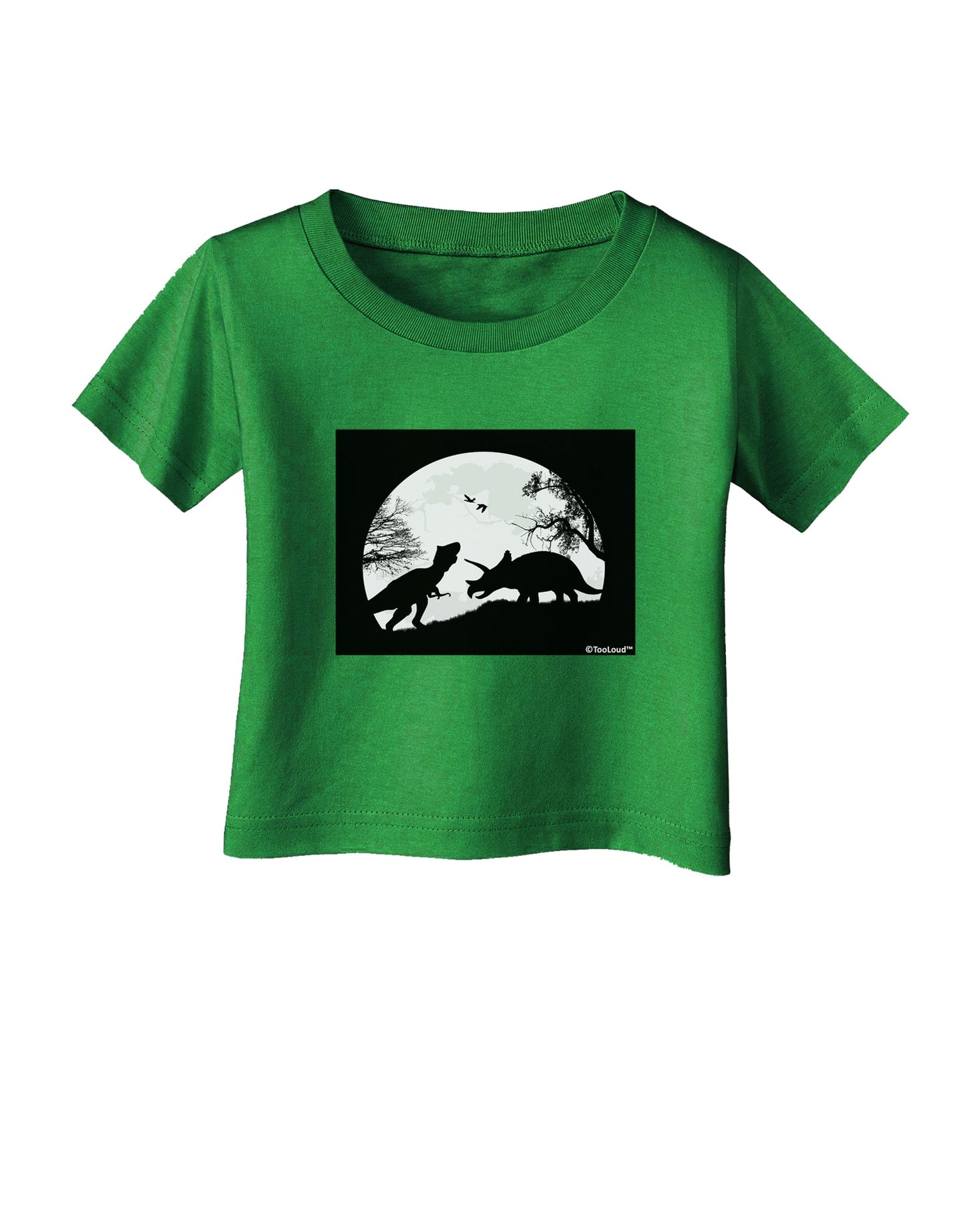 T-Rex and Triceratops Silhouettes Design Infant T-Shirt Dark by TooLoud-Infant T-Shirt-TooLoud-Clover-Green-06-Months-Davson Sales