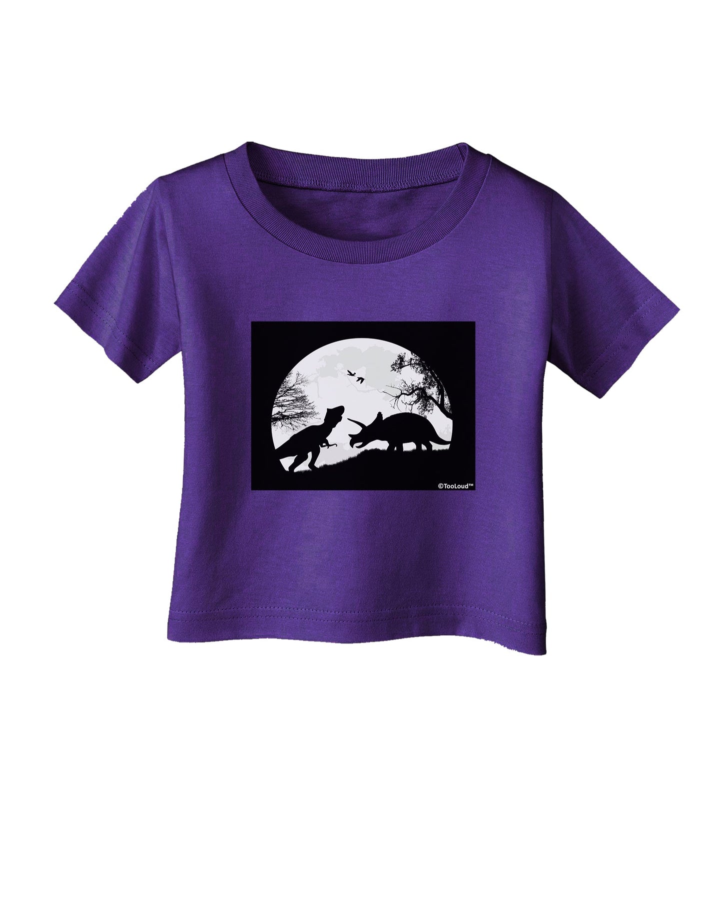 T-Rex and Triceratops Silhouettes Design Infant T-Shirt Dark by TooLoud-Infant T-Shirt-TooLoud-Purple-06-Months-Davson Sales