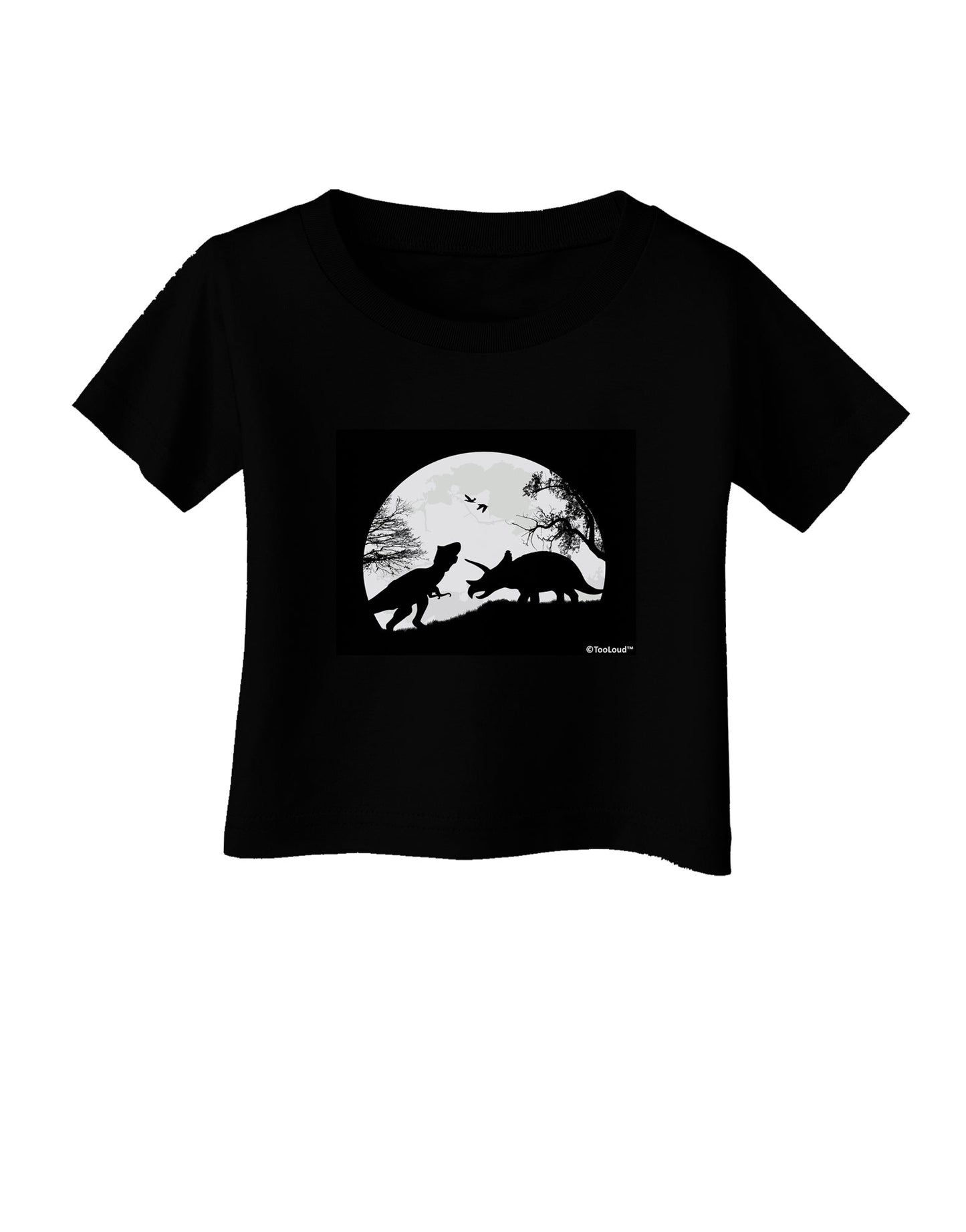 T-Rex and Triceratops Silhouettes Design Infant T-Shirt Dark by TooLoud-Infant T-Shirt-TooLoud-Black-06-Months-Davson Sales