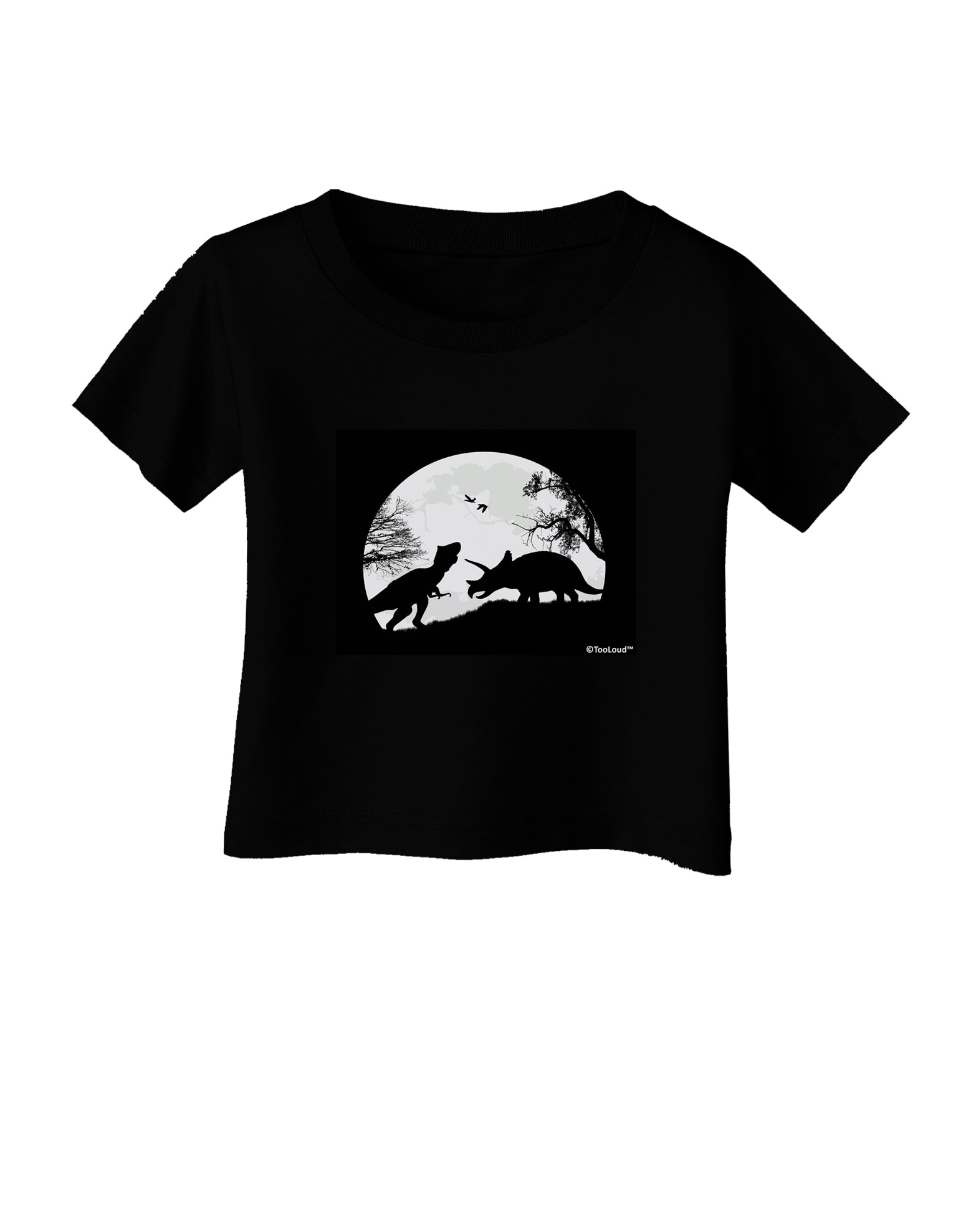 T-Rex and Triceratops Silhouettes Design Infant T-Shirt Dark by TooLoud-Infant T-Shirt-TooLoud-Black-06-Months-Davson Sales