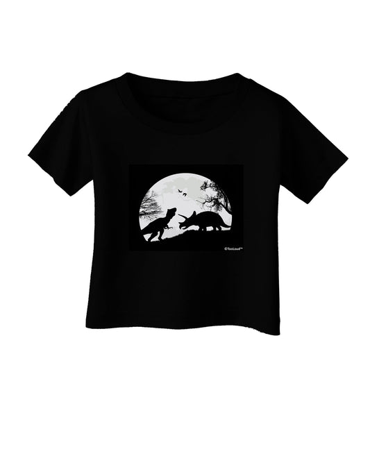 T-Rex and Triceratops Silhouettes Design Infant T-Shirt Dark by TooLoud-Infant T-Shirt-TooLoud-Black-06-Months-Davson Sales