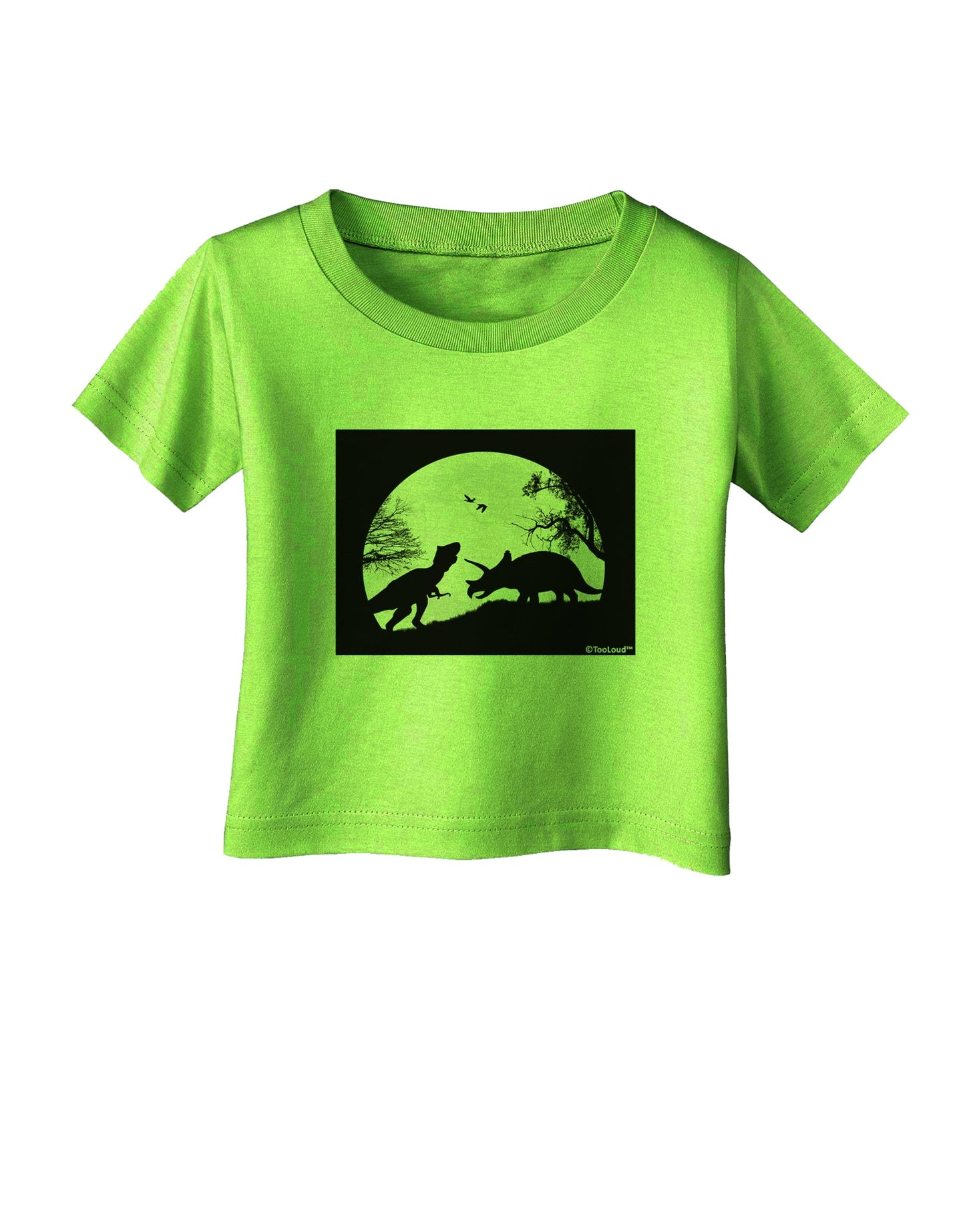 T-Rex and Triceratops Silhouettes Design Infant T-Shirt by TooLoud-Infant T-Shirt-TooLoud-Lime-Green-06-Months-Davson Sales