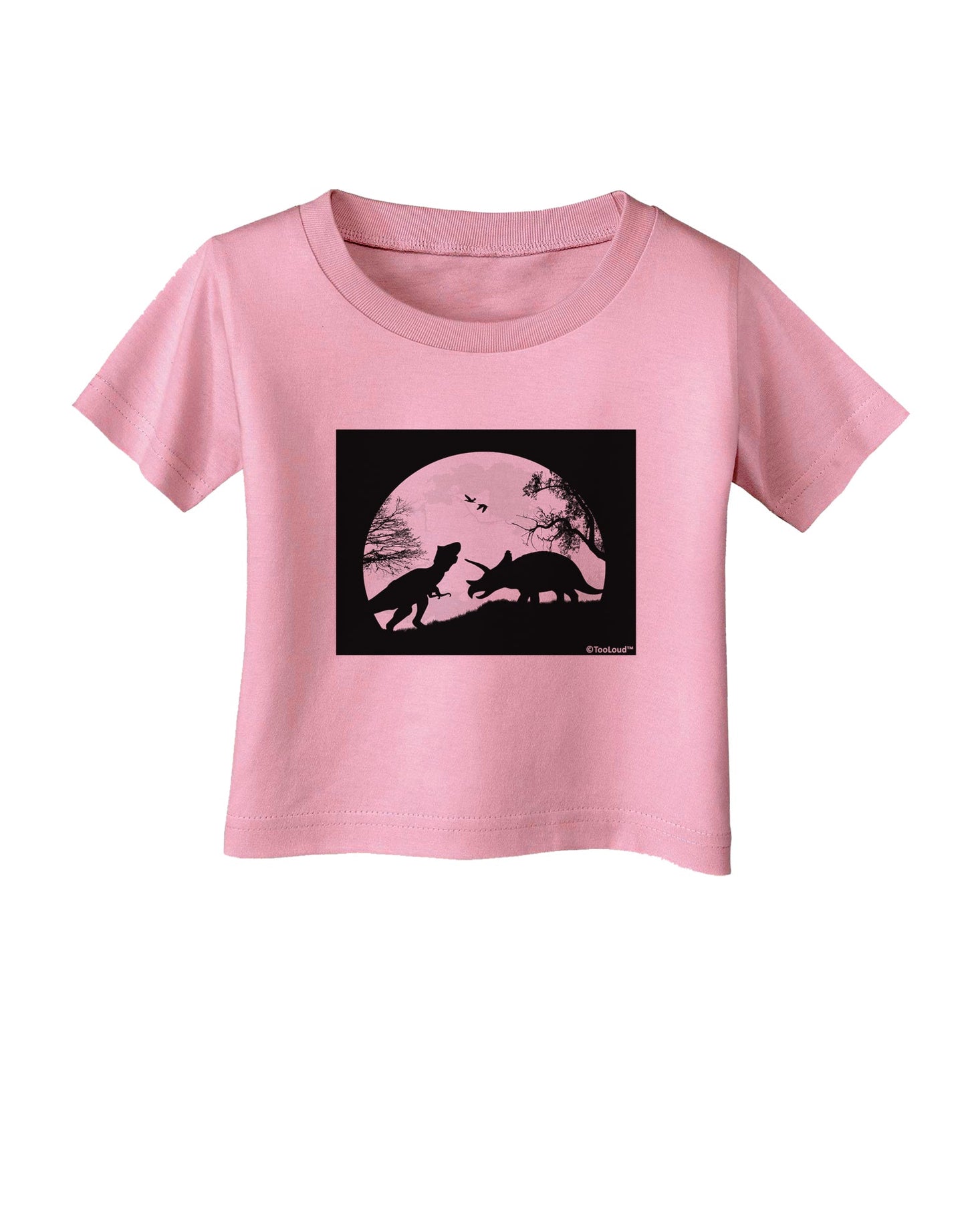 T-Rex and Triceratops Silhouettes Design Infant T-Shirt by TooLoud-Infant T-Shirt-TooLoud-Candy-Pink-06-Months-Davson Sales