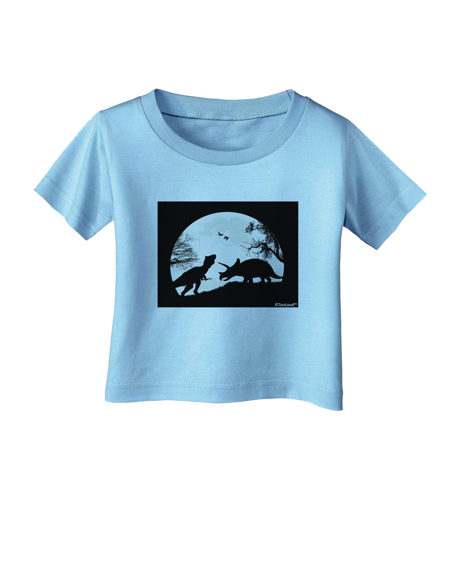 T-Rex and Triceratops Silhouettes Design Infant T-Shirt by TooLoud-Infant T-Shirt-TooLoud-Aquatic-Blue-06-Months-Davson Sales