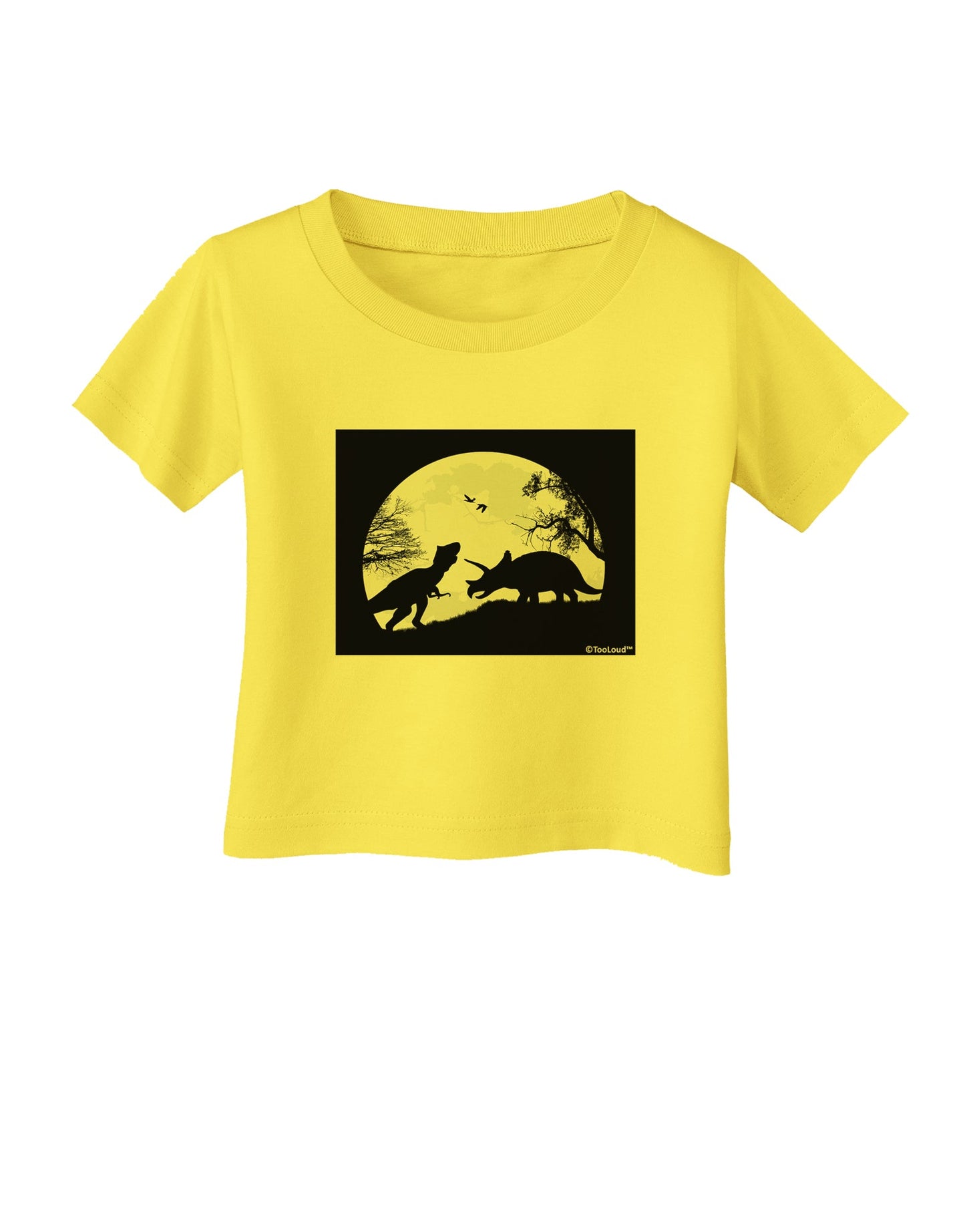 T-Rex and Triceratops Silhouettes Design Infant T-Shirt by TooLoud-Infant T-Shirt-TooLoud-Yellow-06-Months-Davson Sales