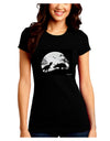 T-Rex and Triceratops Silhouettes Design Juniors Crew Dark T-Shirt by TooLoud-T-Shirts Juniors Tops-TooLoud-Black-Juniors Fitted Small-Davson Sales