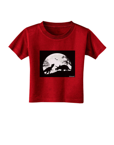 T-Rex and Triceratops Silhouettes Design Toddler T-Shirt Dark by TooLoud-Toddler T-Shirt-TooLoud-Red-2T-Davson Sales