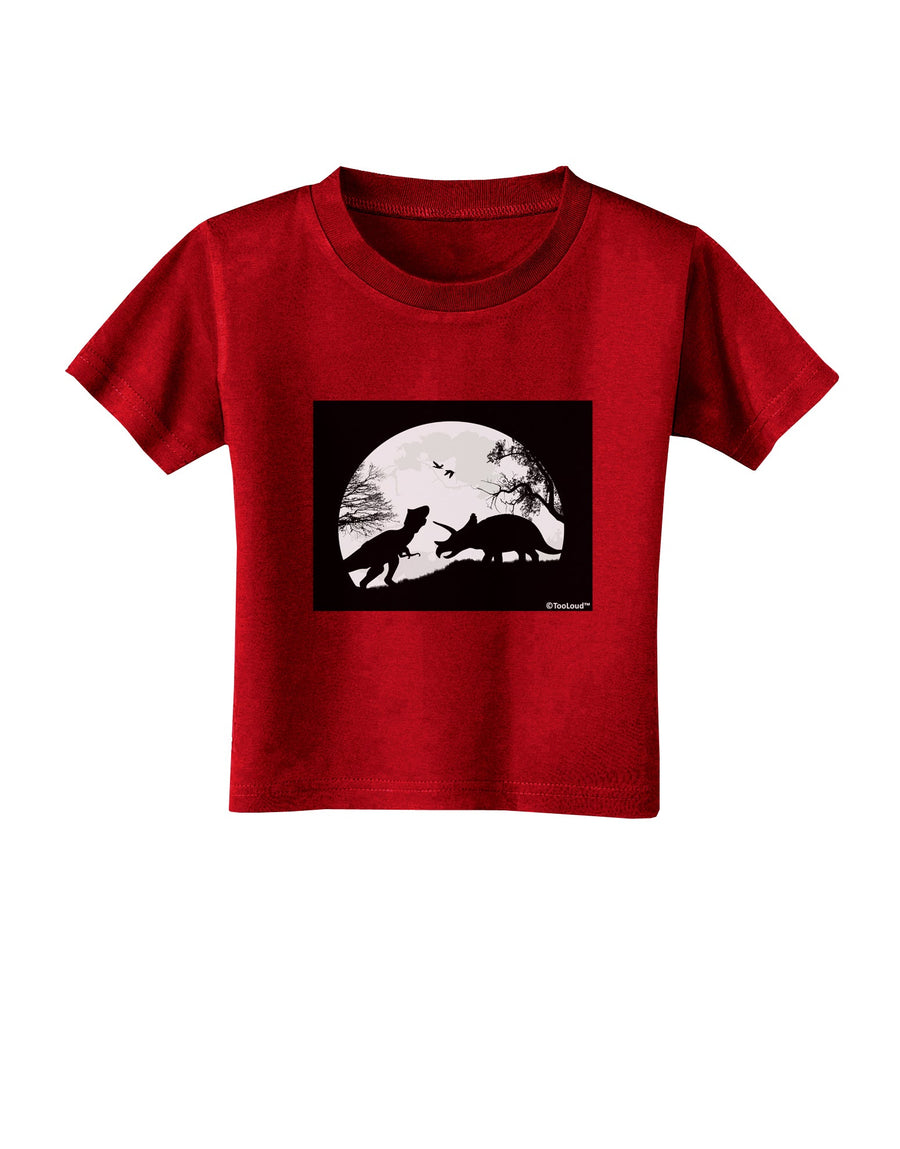 T-Rex and Triceratops Silhouettes Design Toddler T-Shirt Dark by TooLoud-Toddler T-Shirt-TooLoud-Black-2T-Davson Sales