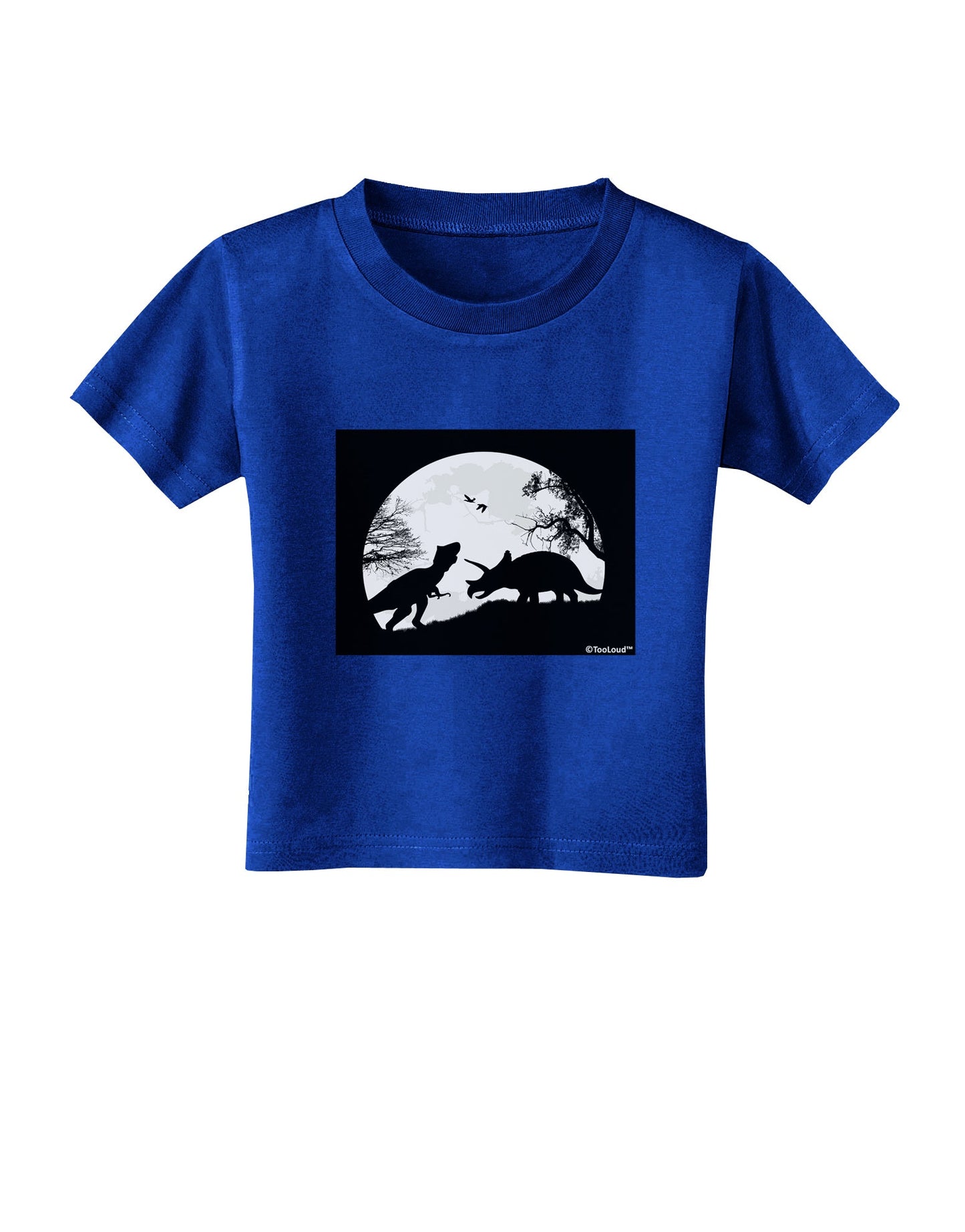 T-Rex and Triceratops Silhouettes Design Toddler T-Shirt Dark by TooLoud-Toddler T-Shirt-TooLoud-Royal-Blue-2T-Davson Sales