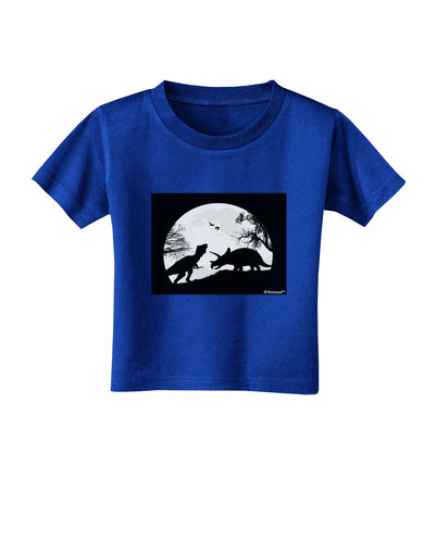 T-Rex and Triceratops Silhouettes Design Toddler T-Shirt Dark by TooLoud-Toddler T-Shirt-TooLoud-Royal-Blue-2T-Davson Sales