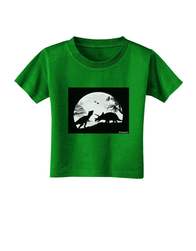 T-Rex and Triceratops Silhouettes Design Toddler T-Shirt Dark by TooLoud-Toddler T-Shirt-TooLoud-Clover-Green-2T-Davson Sales