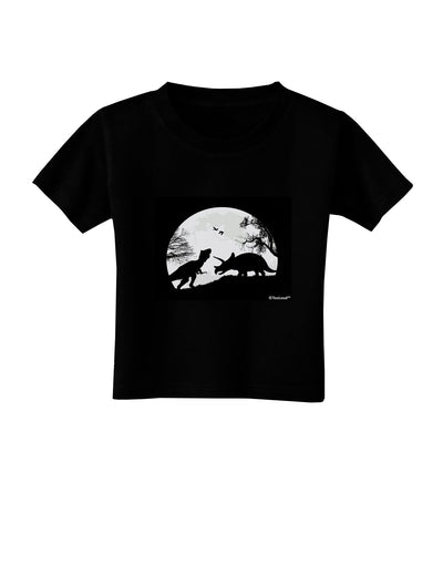 T-Rex and Triceratops Silhouettes Design Toddler T-Shirt Dark by TooLoud-Toddler T-Shirt-TooLoud-Black-2T-Davson Sales