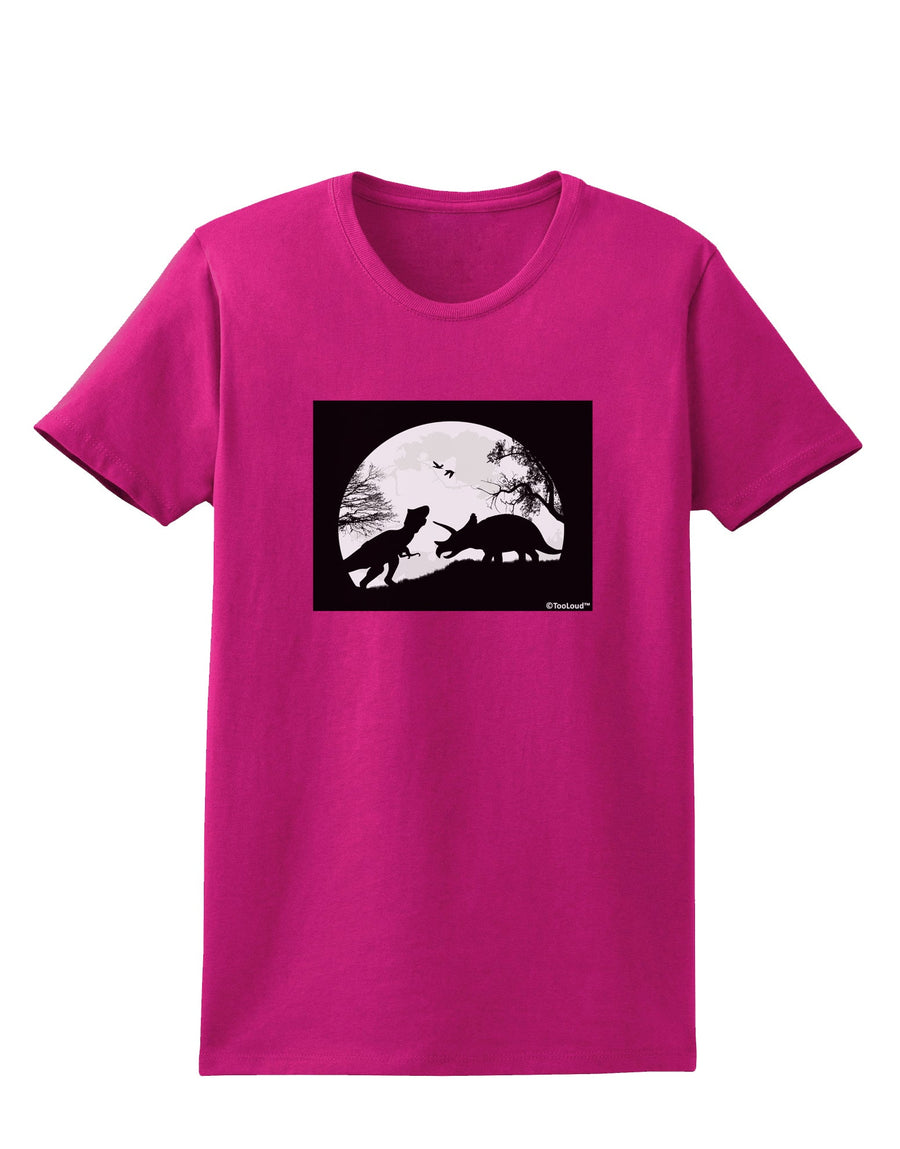 T-Rex and Triceratops Silhouettes Design Womens Dark T-Shirt by TooLoud-Womens T-Shirt-TooLoud-Black-X-Small-Davson Sales