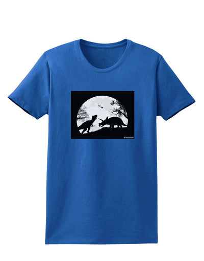 T-Rex and Triceratops Silhouettes Design Womens Dark T-Shirt by TooLoud-Womens T-Shirt-TooLoud-Royal-Blue-X-Small-Davson Sales