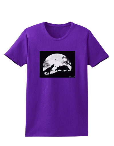 T-Rex and Triceratops Silhouettes Design Womens Dark T-Shirt by TooLoud-Womens T-Shirt-TooLoud-Purple-X-Small-Davson Sales