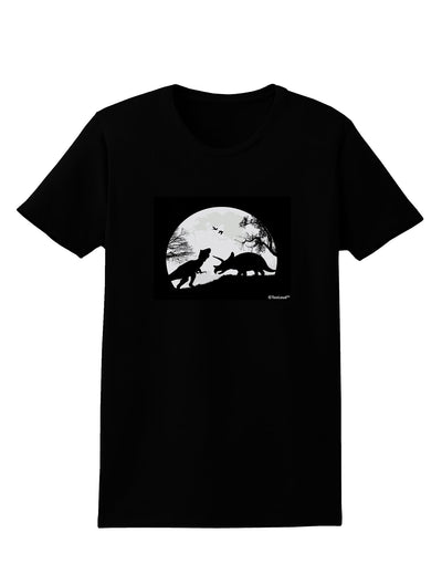 T-Rex and Triceratops Silhouettes Design Womens Dark T-Shirt by TooLoud-Womens T-Shirt-TooLoud-Black-X-Small-Davson Sales