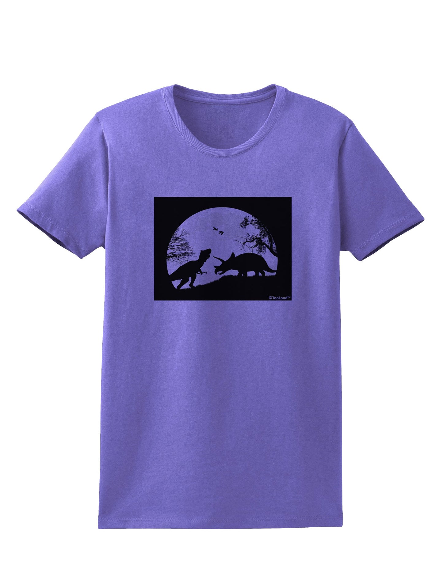 T-Rex and Triceratops Silhouettes Design Womens T-Shirt by TooLoud-Womens T-Shirt-TooLoud-Violet-X-Small-Davson Sales