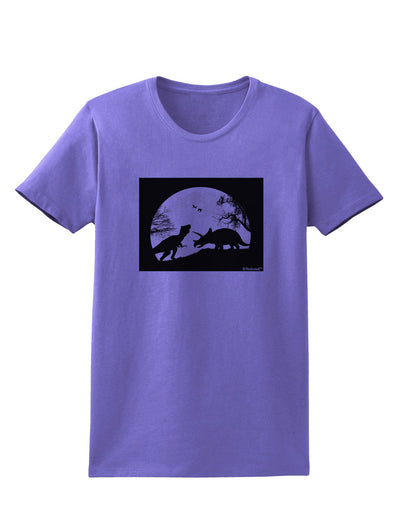 T-Rex and Triceratops Silhouettes Design Womens T-Shirt by TooLoud-Womens T-Shirt-TooLoud-Violet-X-Small-Davson Sales