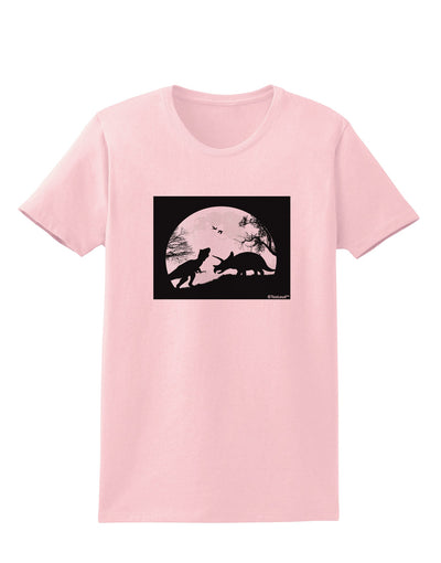 T-Rex and Triceratops Silhouettes Design Womens T-Shirt by TooLoud-Womens T-Shirt-TooLoud-PalePink-X-Small-Davson Sales