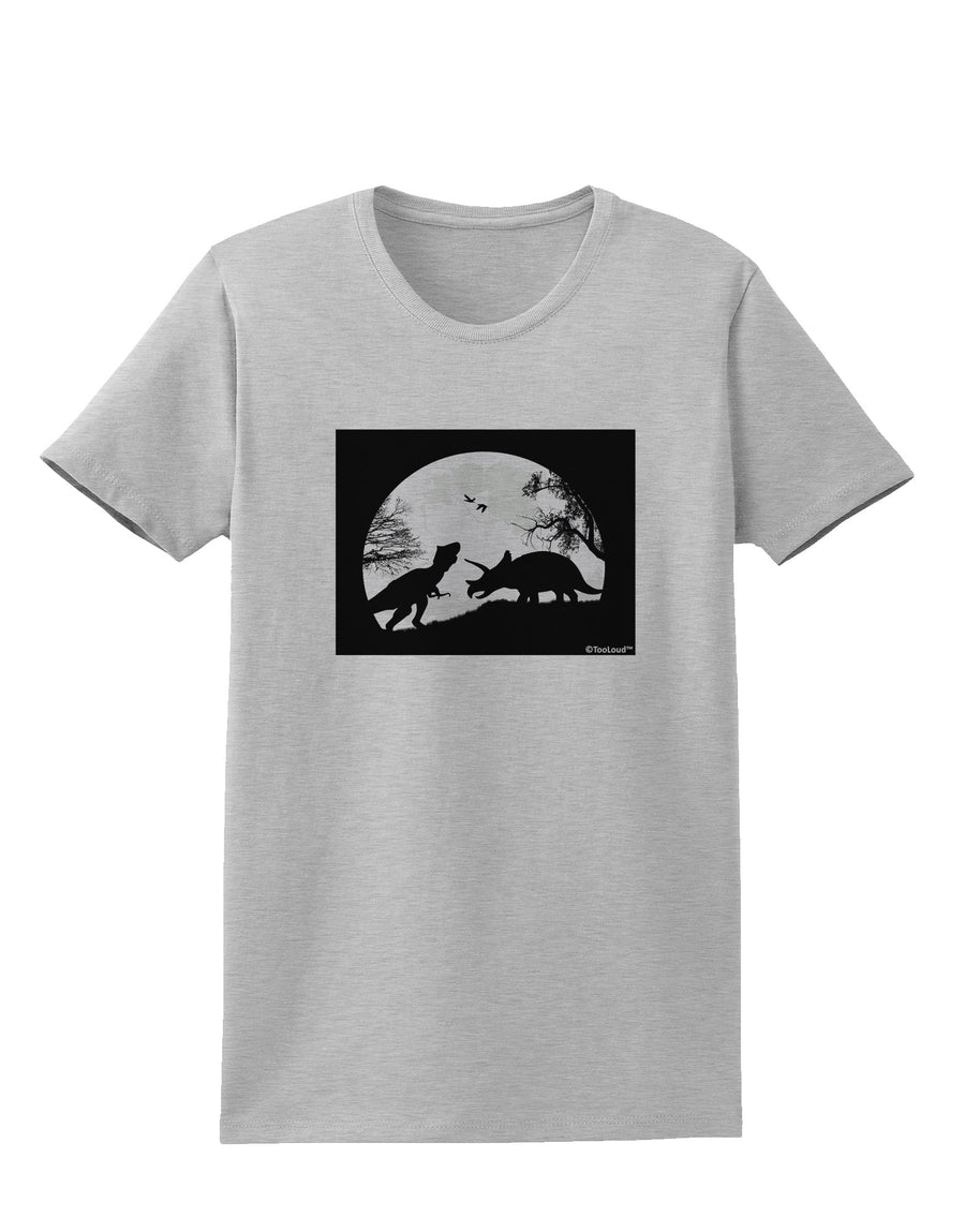 T-Rex and Triceratops Silhouettes Design Womens T-Shirt by TooLoud-Womens T-Shirt-TooLoud-White-X-Small-Davson Sales