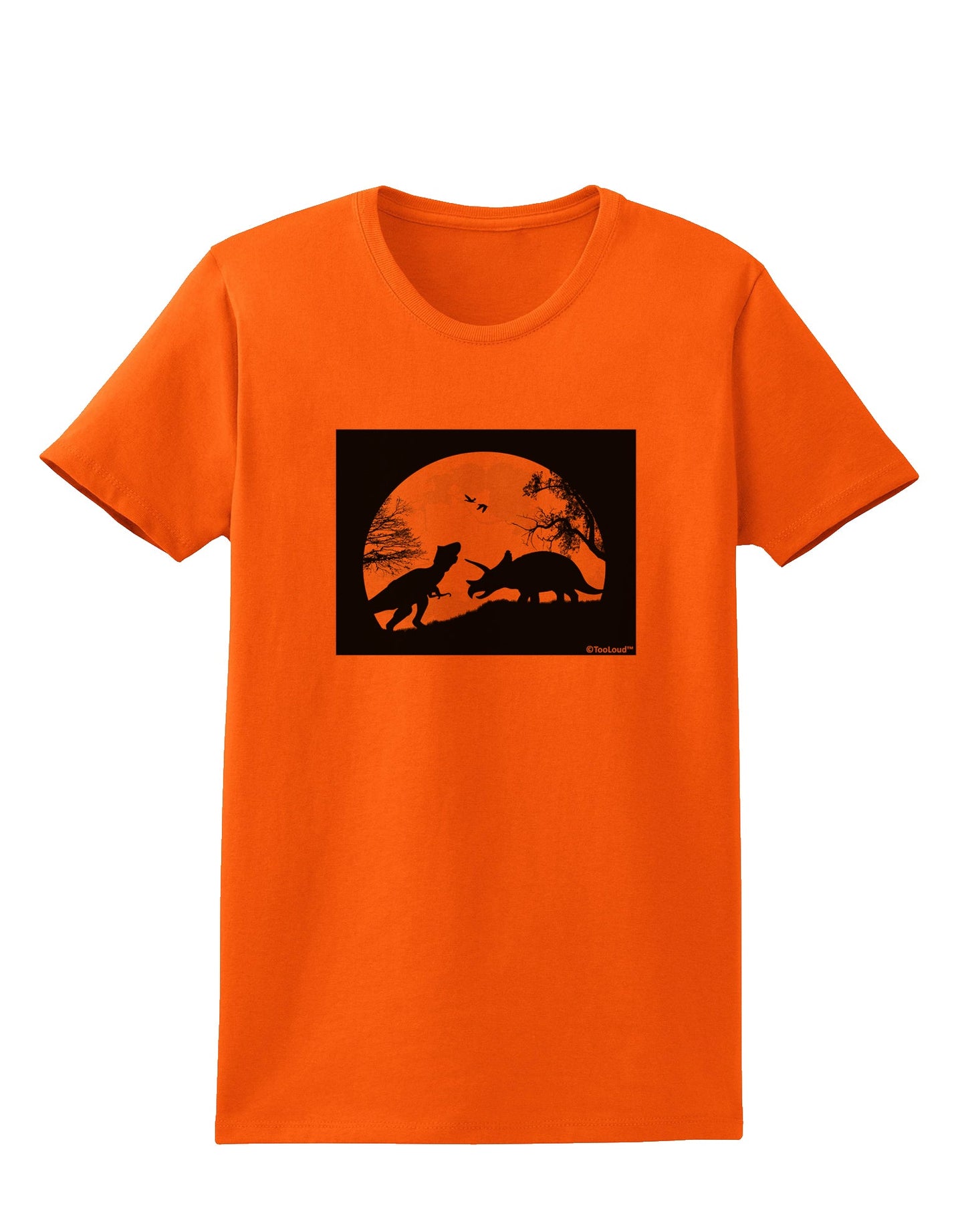T-Rex and Triceratops Silhouettes Design Womens T-Shirt by TooLoud-Womens T-Shirt-TooLoud-Orange-X-Small-Davson Sales