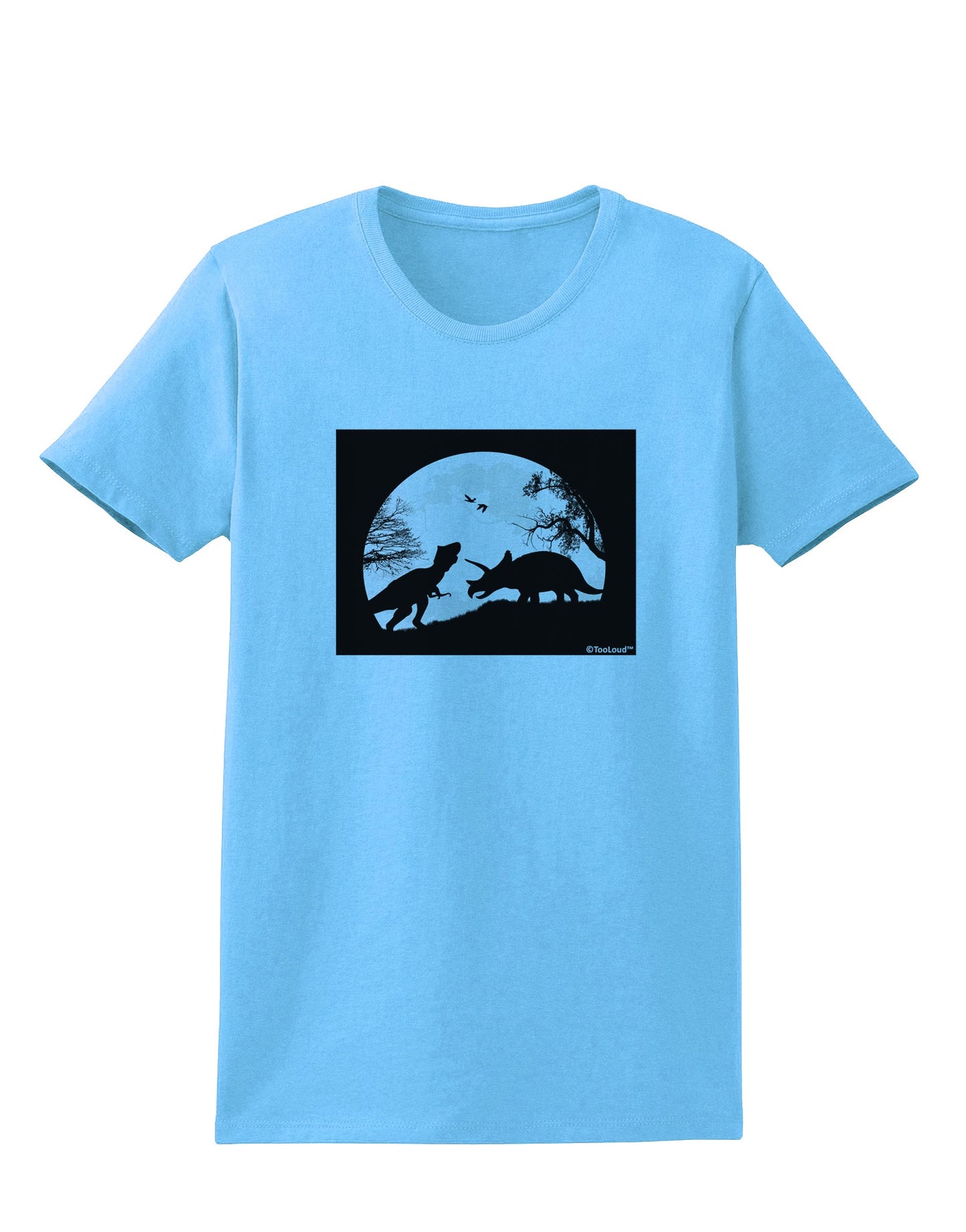 T-Rex and Triceratops Silhouettes Design Womens T-Shirt by TooLoud-Womens T-Shirt-TooLoud-Aquatic-Blue-X-Small-Davson Sales
