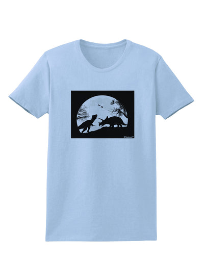 T-Rex and Triceratops Silhouettes Design Womens T-Shirt by TooLoud-Womens T-Shirt-TooLoud-Light-Blue-X-Small-Davson Sales