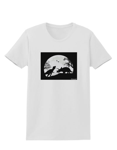 T-Rex and Triceratops Silhouettes Design Womens T-Shirt by TooLoud-Womens T-Shirt-TooLoud-White-X-Small-Davson Sales