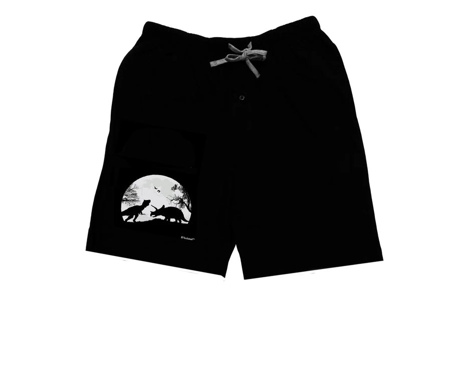 T-Rex and Triceratops Silhouettes Design Adult Lounge Shorts - Red or Black by TooLoud-Lounge Shorts-TooLoud-Black-Small-Davson Sales