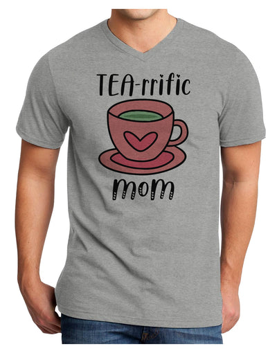 TEA-RRIFIC Mom Adult V-Neck T-shirt-Mens T-Shirt-TooLoud-HeatherGray-Small-Davson Sales