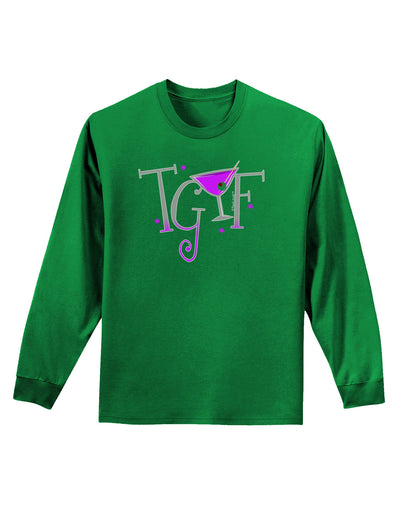 TGIF Martini Adult Long Sleeve Dark T-Shirt-TooLoud-Kelly-Green-Small-Davson Sales