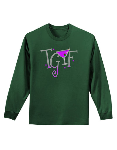 TGIF Martini Adult Long Sleeve Dark T-Shirt-TooLoud-Dark-Green-Small-Davson Sales