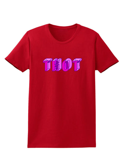 THOT Artistic Text Womens Dark T-Shirt-TooLoud-Red-X-Small-Davson Sales